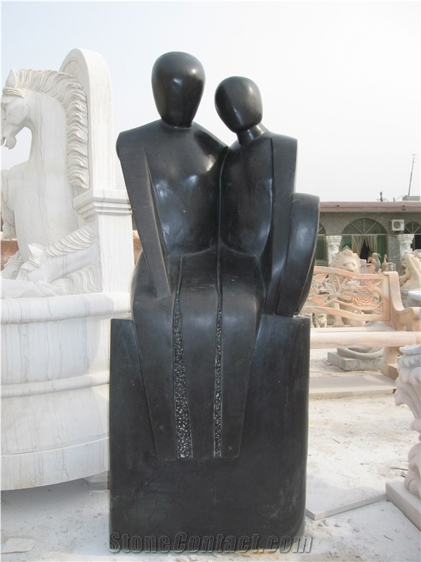 Black Limestone Abstract Statue Sculpture