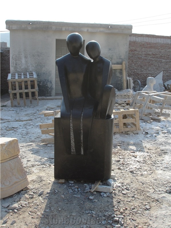 Black Limestone Abstract Statue Sculpture