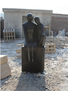 Black Limestone Abstract Statue Sculpture