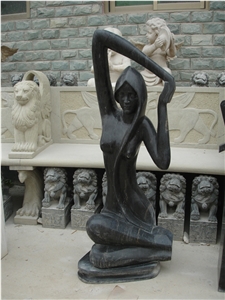 Black Limestone Abstract Statue Sculpture