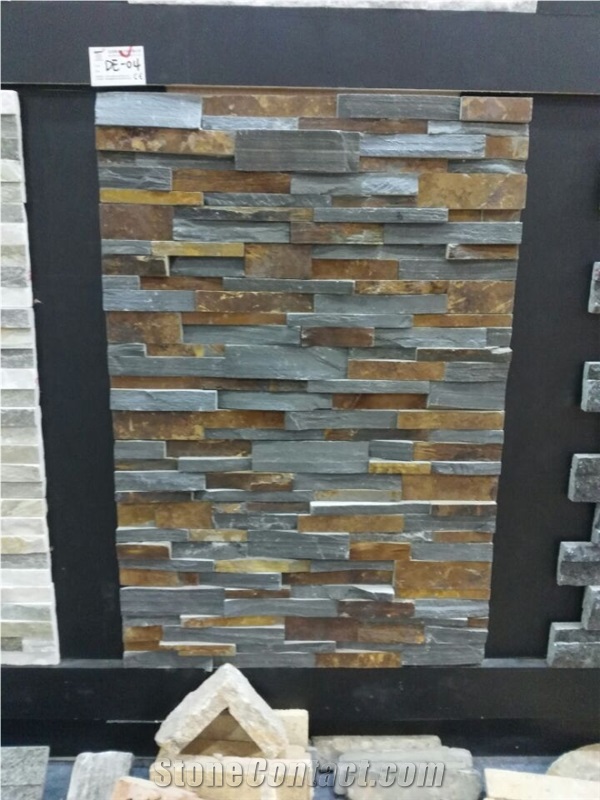 Charcoal Rust Slate Ledger Panels, Cultured Stone