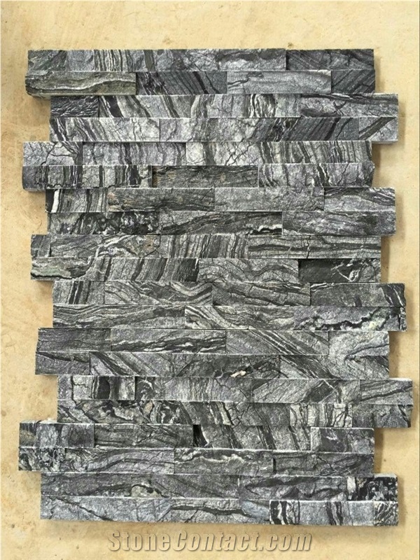 Glacial Black Cultured Stone, Stacked Stone Veneer Wall Cladding