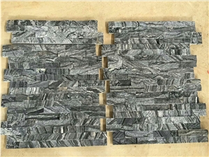 Glacial Black Cultured Stone, Stacked Stone Veneer Wall Cladding