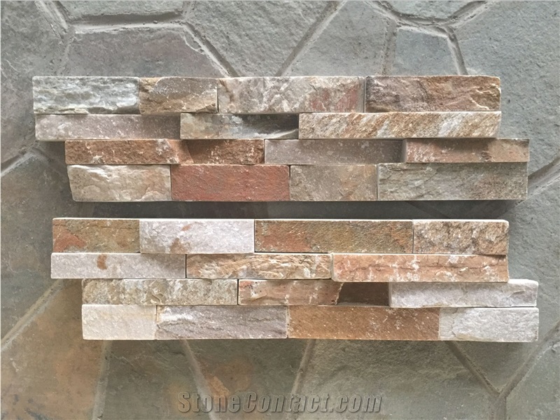 Golden Quartzite Rock Face,Stacked Stone Veneer, Corner Rock Veneer