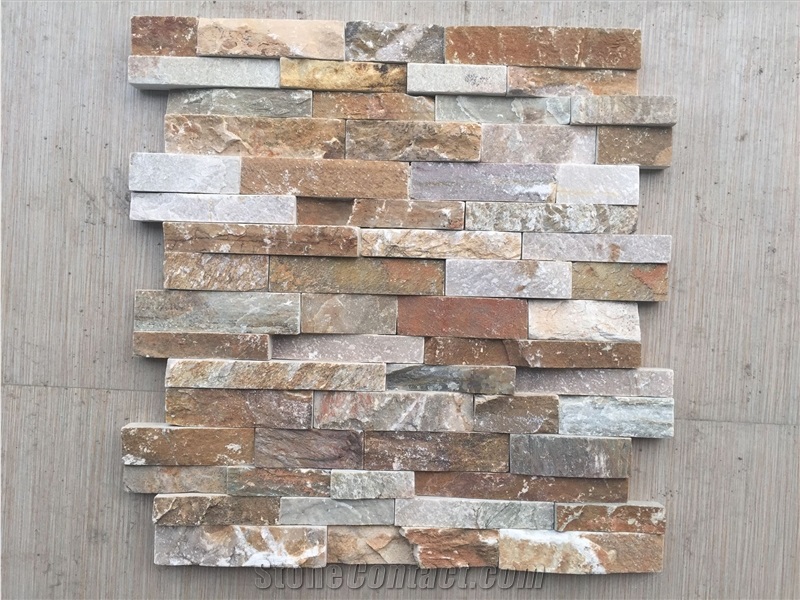 Golden Quartzite Rock Face,Stacked Stone Veneer, Corner Rock Veneer