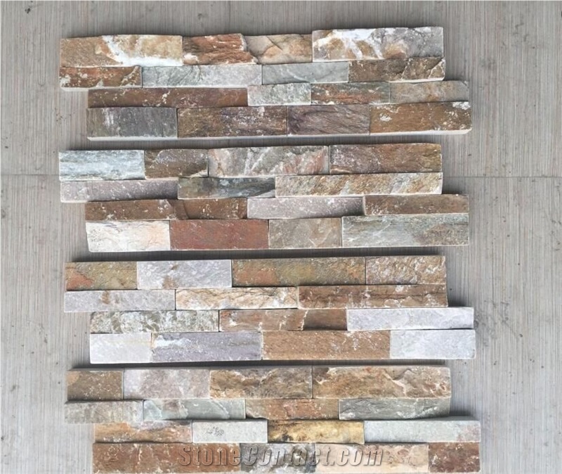 Golden Quartzite Rock Face,Stacked Stone Veneer, Corner Rock Veneer