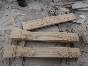 Hand Carved Beige Marble Fireplace Mantel Surround