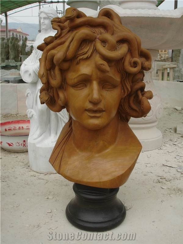Hand Carved Marble Bust Medusa