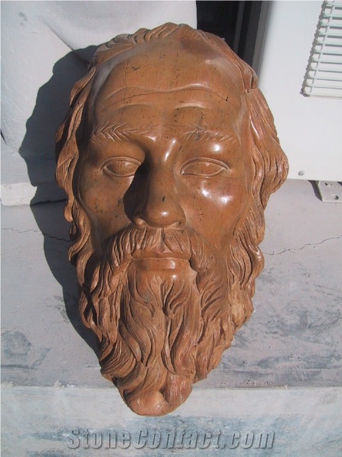 Hand Carved Marble Mask Head Statue Bust Sculpture