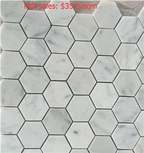 Hot Sales Bianco Carrara C Marble Hexagon Mosaic C Quality Available Now Hot Sales Bianco Carrara C Marble Hexagon Mosaic C Quality Available Now