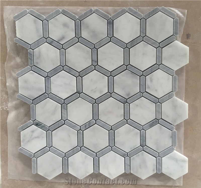 Hot Sales Bianco Carrara C Marble Hexagon Mosaic C Quality Available Now