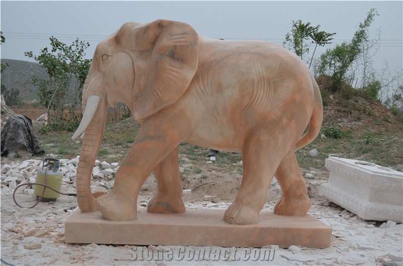 Pink Marble Elephant Sculpture Garden Sculptures Animal Statues