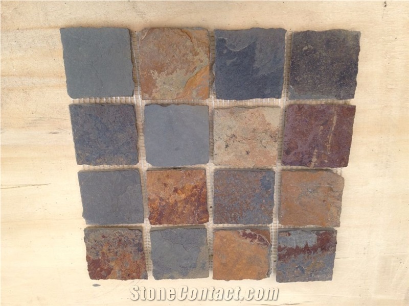 Slate Linear Strips Mosaic, Mosaic Pattern