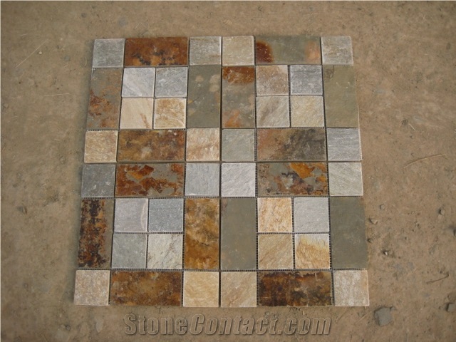 Slate Linear Strips Mosaic, Mosaic Pattern