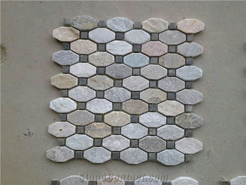 Slate Linear Strips Mosaic, Mosaic Pattern