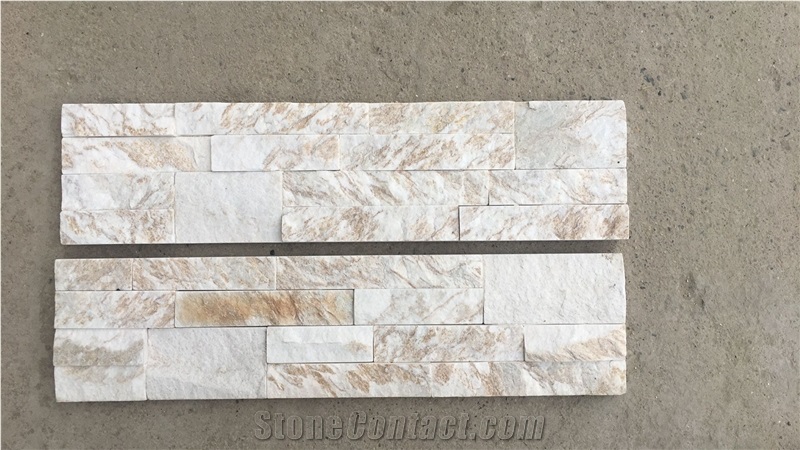 White Cream Marble Ledger Panels Cultured Stone
