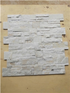 White Cream Quartzite Ledge Stone, Stacked Stone Panels