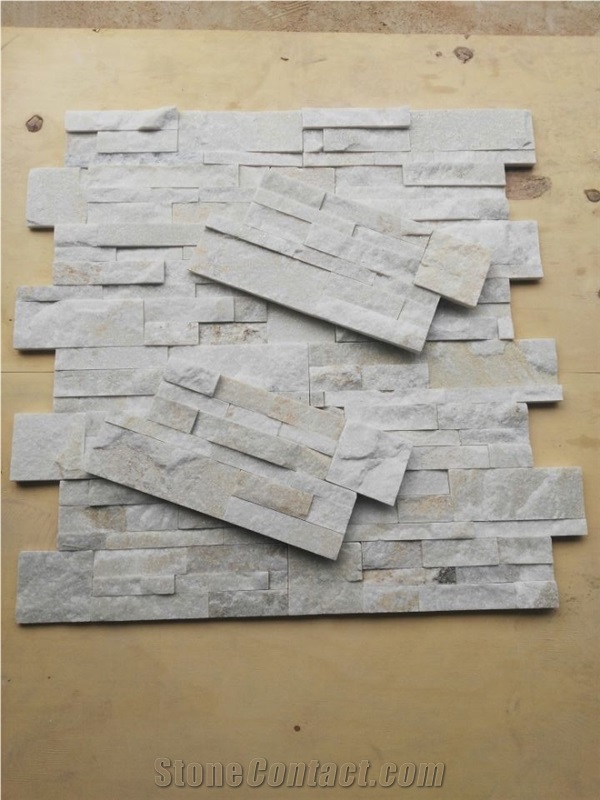 White Cream Quartzite Ledge Stone, Stacked Stone Panels