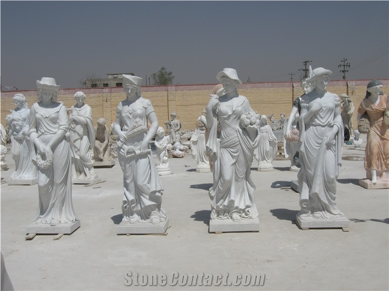 White Marble Four Seasons Statue Sculpture