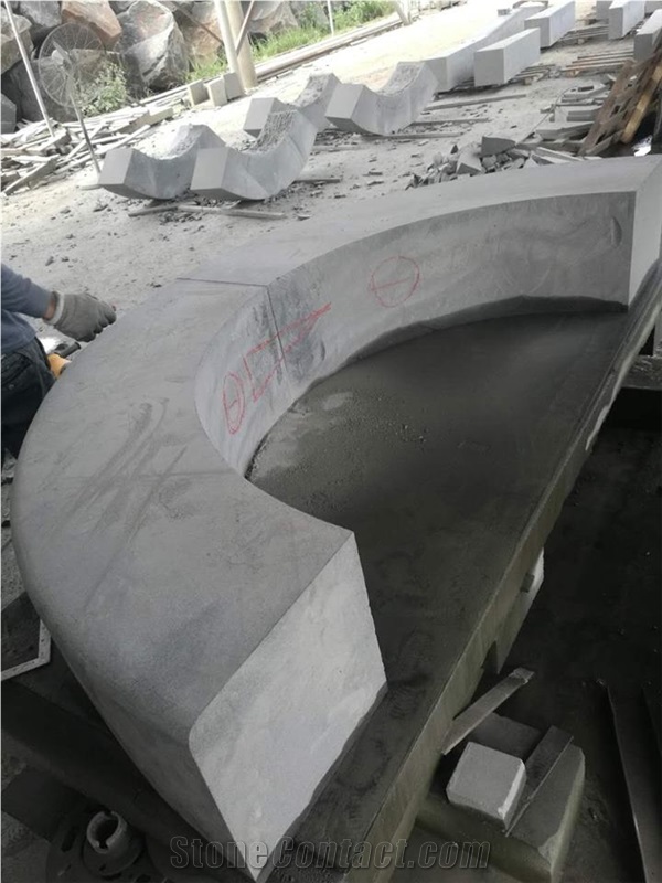 Round Shape Kerbstone,China Grey Andesite Cheap Hainan Black Basalt Kerbstone, Curbstone in Machine Cut/Sawn Cut