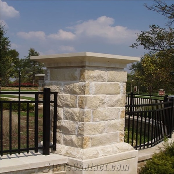 Golden Sesame Yellow Rusty Granite G682 Split Palisade,Garden Pillars,Cleft Fence ,Retaining Wall,Pineappled Column,Garden Decoration Stone