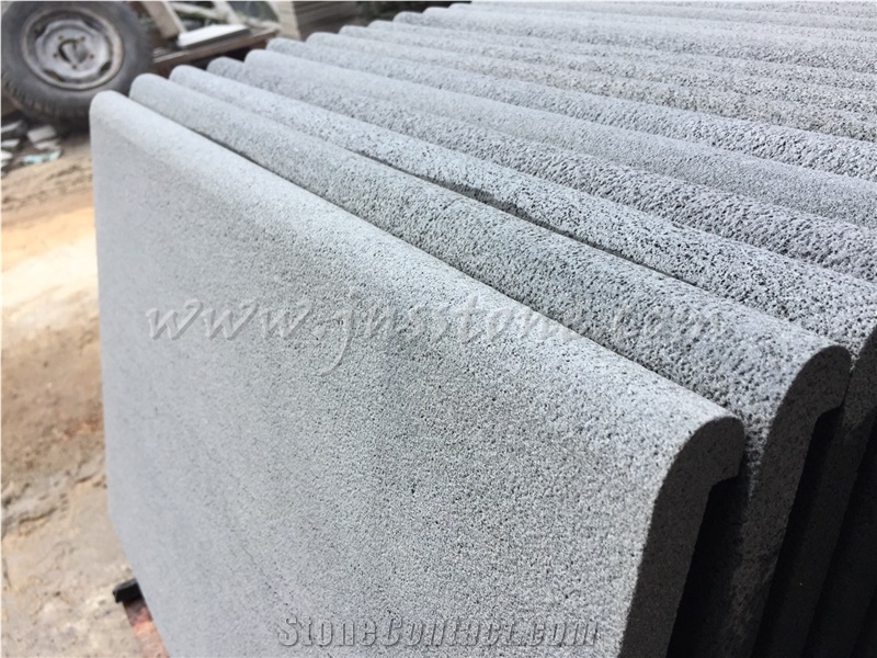 Hainan Grey Basalt Pool Coping / Sandblasted & Honed Pool Coping Tiles / Rebated Copers / Swimming Pool Tiles