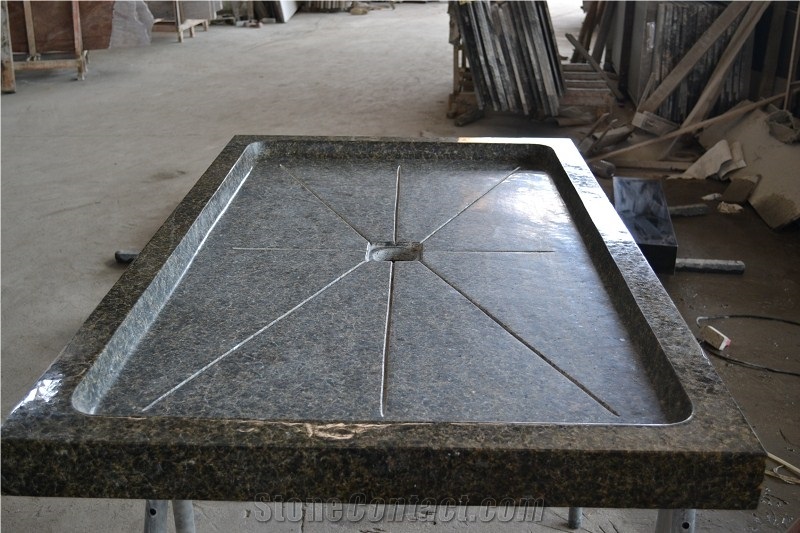 Square Black Granite Honed Shower Tray Stone Shower Panel for Bathroom G684 Tub Base Solid Surface Shower Base