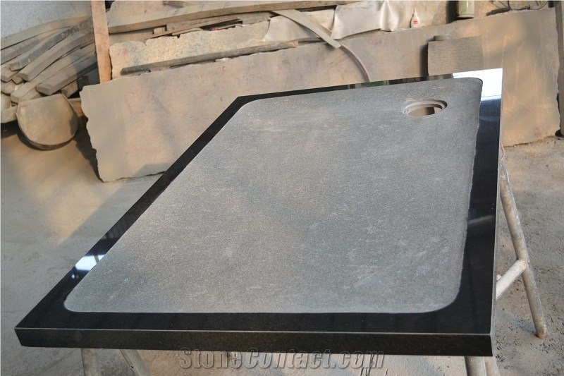 Square Black Granite Honed Shower Tray Stone Shower Panel for Bathroom G684 Tub Base Solid Surface Shower Base