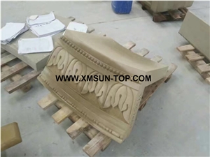 Beige Sandstone Column Tops/Beige Sandstone Sculptured Columns Bases/Architectural Columns/Outdoors&Landscape Column/Beige Sandstone Pillar/Building Ornament/Column Component