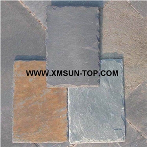 Black&Grey&Rusty Slate Roofing Tile Square Shape/China Slate Roofing Tiles with All Chiselled Edge/Slate Roof Tiles/Roof Covering and Coating/Stone Roofing/Exterior Decoration/Building Stone