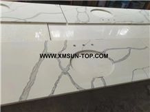 Calacatta White Quartz Bathroom Vanity Tops/Calacatta White Quartz Stone Bathroom Countertops/Calacatta Artificial Quartz Stone Vanity Tops/Custom Vanity Tops/Engineered Stone Bath Tops/Solid Surface