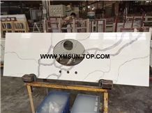 Calacatta White Quartz Bathroom Vanity Tops/Calacatta White Quartz Stone Bathroom Countertops/Calacatta Artificial Quartz Stone Vanity Tops/Custom Vanity Tops/Engineered Stone Bath Tops/Solid Surface