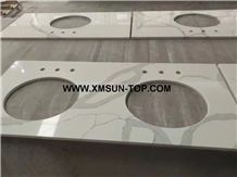 Calacatta White Quartz Bathroom Vanity Tops/Calacatta White Quartz Stone Bathroom Countertops/Calacatta Artificial Quartz Stone Vanity Tops/Custom Vanity Tops/Engineered Stone Bath Tops/Solid Surface