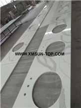 Calacatta White Quartz Bathroom Vanity Tops/Calacatta White Quartz Stone Bathroom Countertops/Calacatta Artificial Quartz Stone Vanity Tops/Custom Vanity Tops/Engineered Stone Bath Tops/Solid Surface