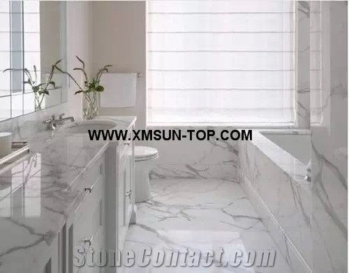 Calacatta White Quartz Bathroom Vanity Tops/Calacatta White Quartz Stone Bathroom Countertops/Calacatta Artificial Quartz Stone Vanity Tops/Custom Vanity Tops/Engineered Stone Bath Tops/Solid Surface