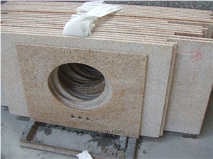 G682 Granite Bathroom Countertops/Yellow Rust Granite Custom Vanity Tops/Sunset Gold Granite Bathroom Vanity Tops/Golden Sand Granite Bath Tops/Padang Amarillo Granite Bath Tops/Square Bath Tops