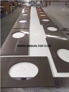 Grey Quartz Bathroom Vanity Tops/Dark Grey Quartz Stone Bathroom Countertops/Grey Artificial Quartz Stone Vanity Tops/Custom Vanity Tops/Engineered Stone Bath Tops/Solid Surface