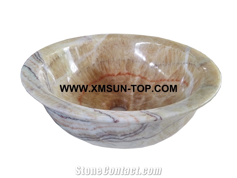 Red Dragon Onyx Kitchen Sinks&Basins/Phoenix Onyx Bathroom Sinks&Basin/Round Shape Sinks&Basins/Natural Stone Basins&Sinks/Wash Basins/Interior Decorative