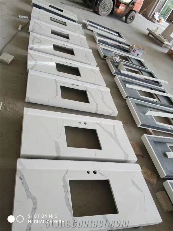 Calacatta Color White Quartz Countertop/Calacatta White Quartz Stone Kitchen Countertops/Calacatta Artificial Quartz Stone Kitchen Tops/Custom Tops