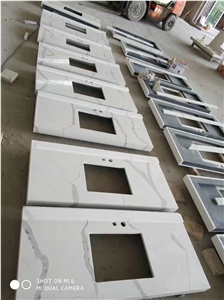 Calacatta Color White Quartz Countertop/Calacatta White Quartz Stone Kitchen Countertops/Calacatta Artificial Quartz Stone Kitchen Tops/Custom Tops