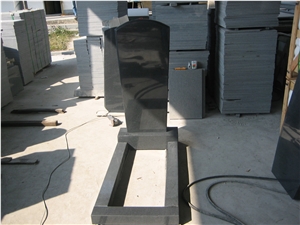 China Dark Grey Granite G654 Tombstone,Polished G654 Granite Cross Tombstones,Sesame Black,Pandang Black Granite Head Mounument