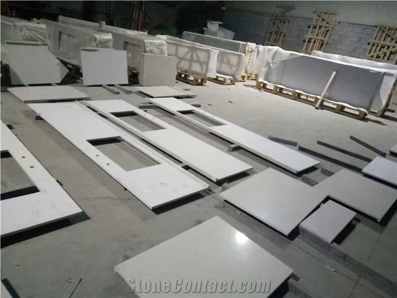 White Engineered Quartz Kitchen Countertops,Pure White Engineered Quartz Bar Tops,Pure White Quartz Stone Countertop,Pure White Quartz Kithen Island Top