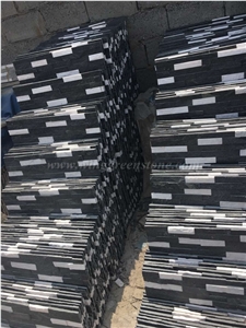 Black and White Quartzite Wall Cladding, Multicolor Culture Stone, Stacked Stone Veneer, Winggreen Stone
