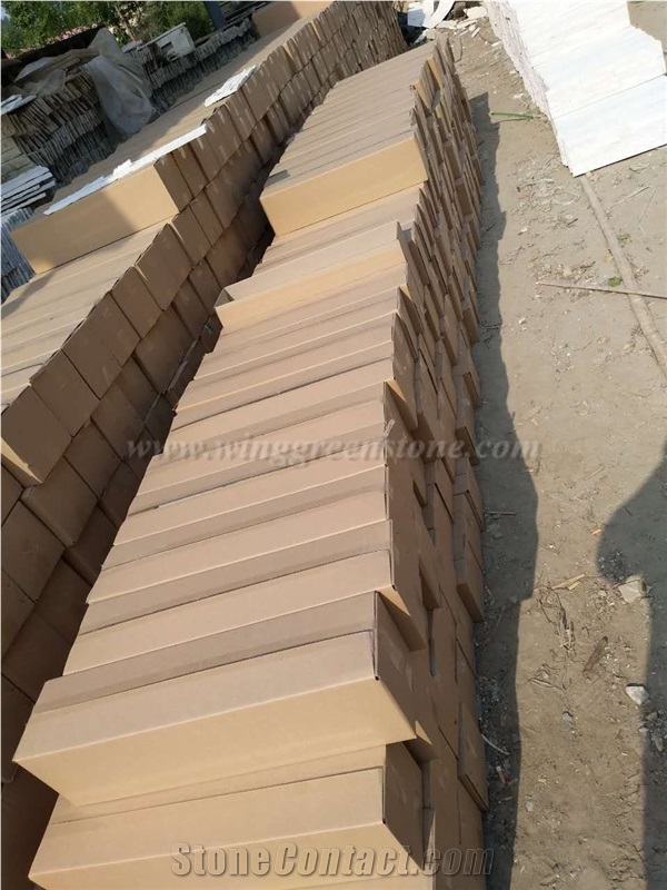 Yellow Wooden Slate Wall Cladding, Stacked Stone Veneer Culture Stone, Wooden Slate Corner Stone, Winggreen Stone