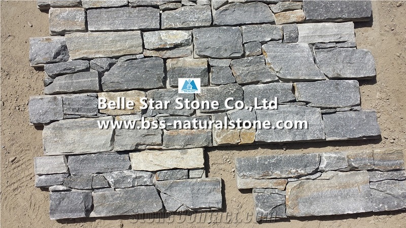 Blue Quartzite Cemented Stacked Stone,Quartzite Z Stone Cladding with Concrete Back,Quartzite Culture Stone,Natural Stone Wall Panels,Real Stone Veneer,Blue Quartzite Culture Stone,Outdoor Wall Clad