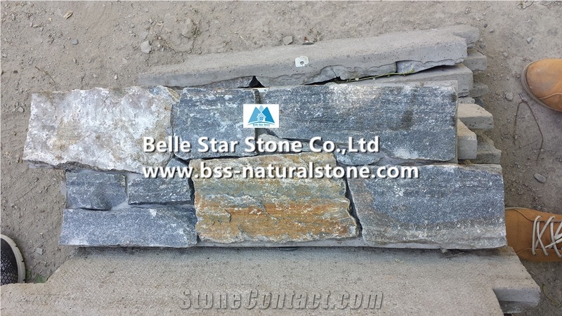 Blue Quartzite Cemented Stacked Stone,Quartzite Z Stone Cladding with Concrete Back,Quartzite Culture Stone,Natural Stone Wall Panels,Real Stone Veneer,Blue Quartzite Culture Stone,Outdoor Wall Clad