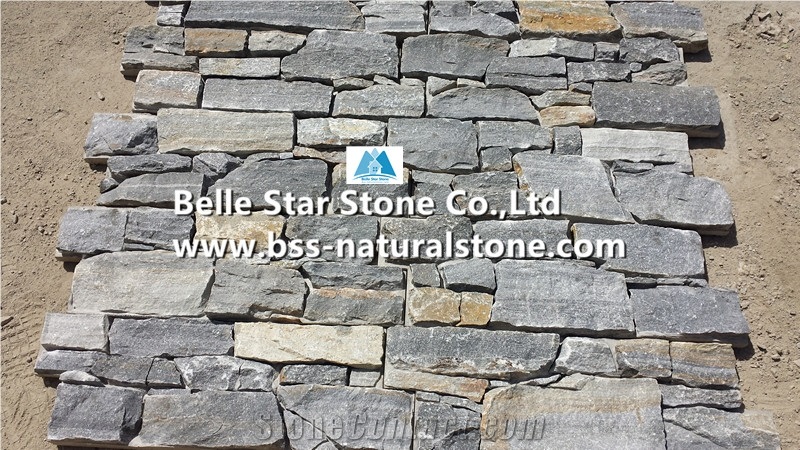 Blue Quartzite Cemented Stacked Stone,Quartzite Z Stone Cladding with Concrete Back,Quartzite Culture Stone,Natural Stone Wall Panels,Real Stone Veneer,Blue Quartzite Culture Stone,Outdoor Wall Clad