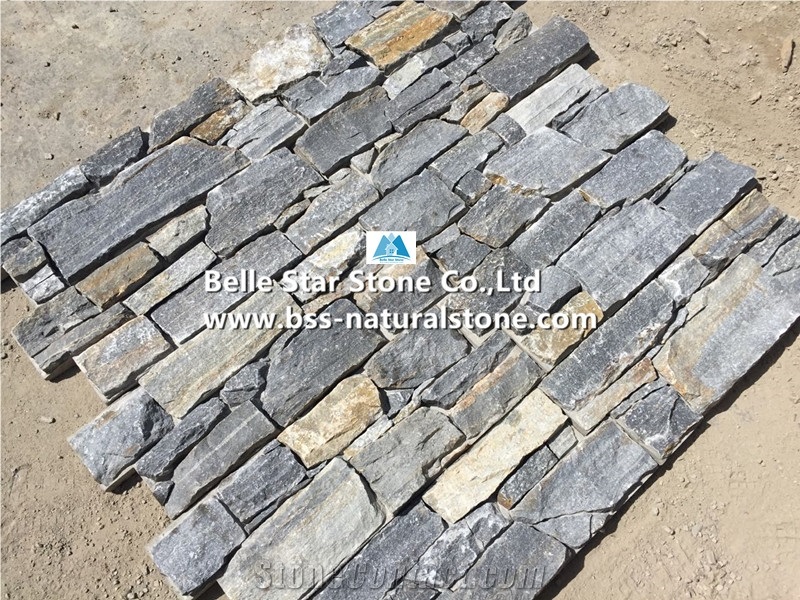 Blue Quartzite Cemented Stacked Stone,Quartzite Z Stone Cladding with Concrete Back,Quartzite Culture Stone,Natural Stone Wall Panels,Real Stone Veneer,Blue Quartzite Culture Stone,Outdoor Wall Clad