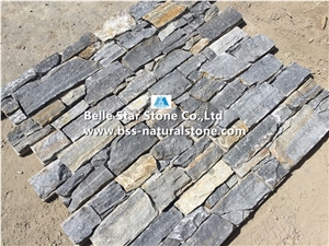 Blue Quartzite Cemented Stacked Stone,Quartzite Z Stone Cladding with Concrete Back,Quartzite Culture Stone,Natural Stone Wall Panels,Real Stone Veneer,Blue Quartzite Culture Stone,Outdoor Wall Clad