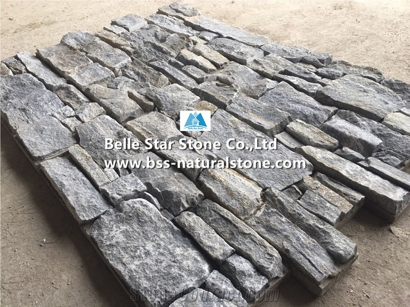 Blue Quartzite Cemented Stacked Stone,Quartzite Z Stone Cladding with Concrete Back,Quartzite Culture Stone,Natural Stone Wall Panels,Real Stone Veneer,Blue Quartzite Culture Stone,Outdoor Wall Clad